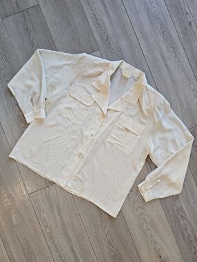 Vintage Shiang-lan 100% Silk Blouse Top, L/XL, Minimalist Luxe Classic